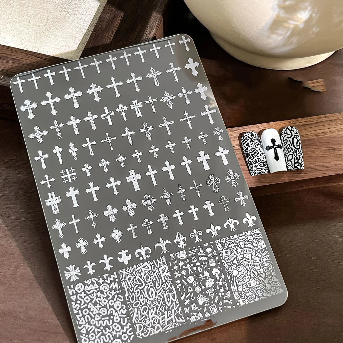 Stainless Steel Nail Stamping Plate — Line and Dot Pattern Template