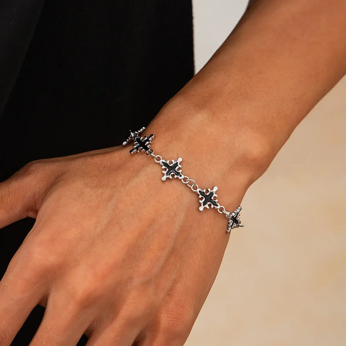 Obega Vintage Jesus Cross Bracelet — Hip Hop Style Silver Bangle