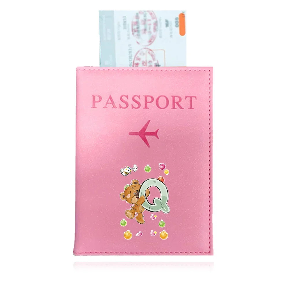 Bear Pattern Passport Cover — Protective PU Leather Travel Holder