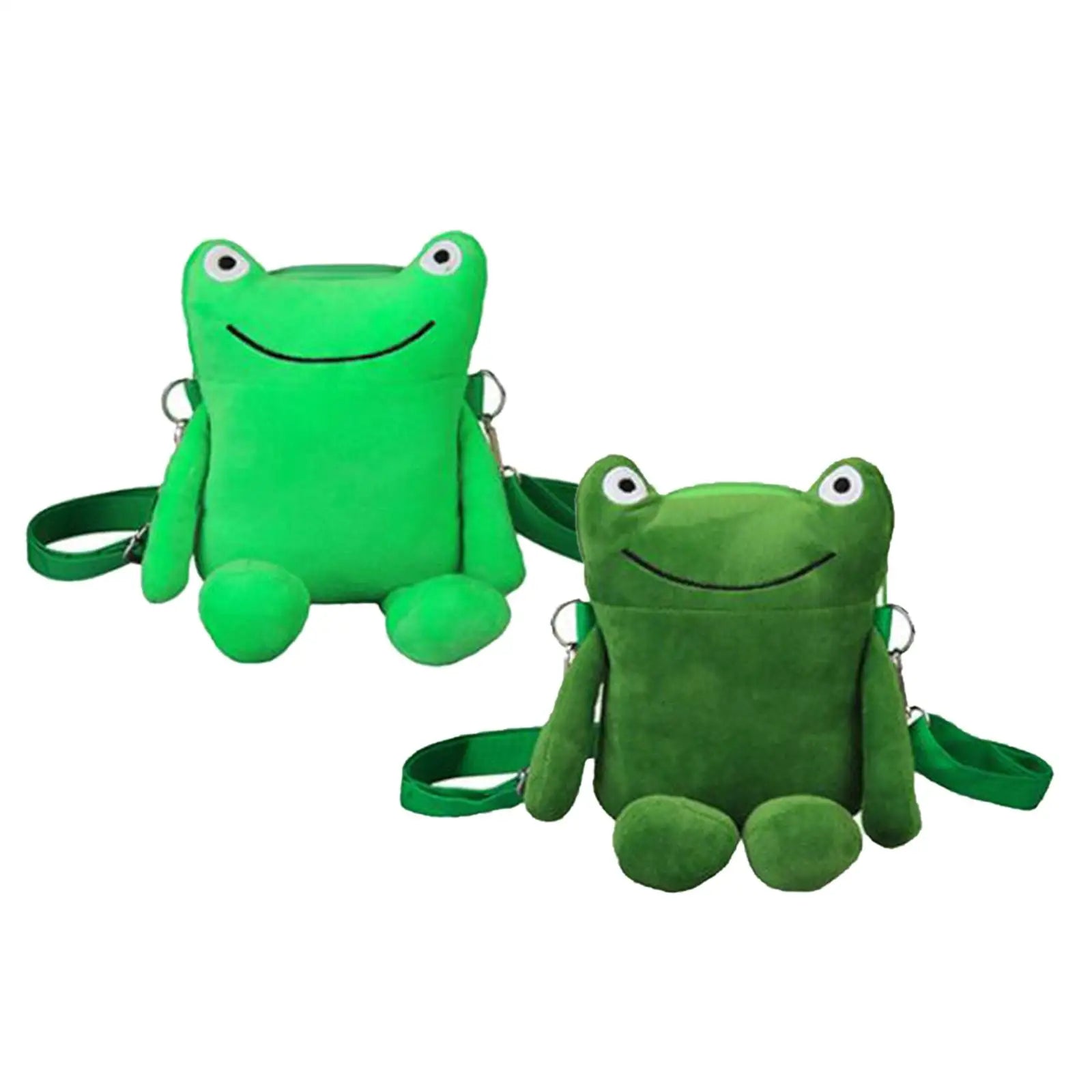 Plush Green Frog Crossbody Bag — Cute Cartoon Shoulder Purse for Women