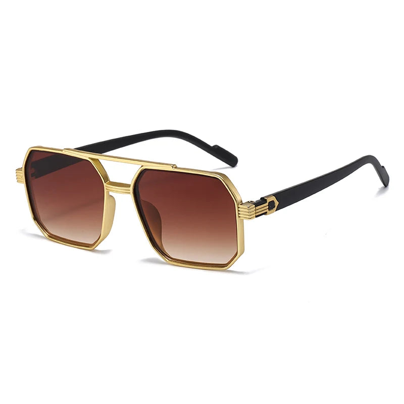 Julyrays Polygonal Double Beam Eyewear — Retro Trendy Large Frame Glasses