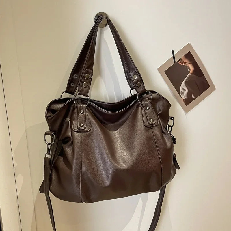 macroupta Large Capacity Hobo Handbag — Stylish Soft Leather Shoulder Tote