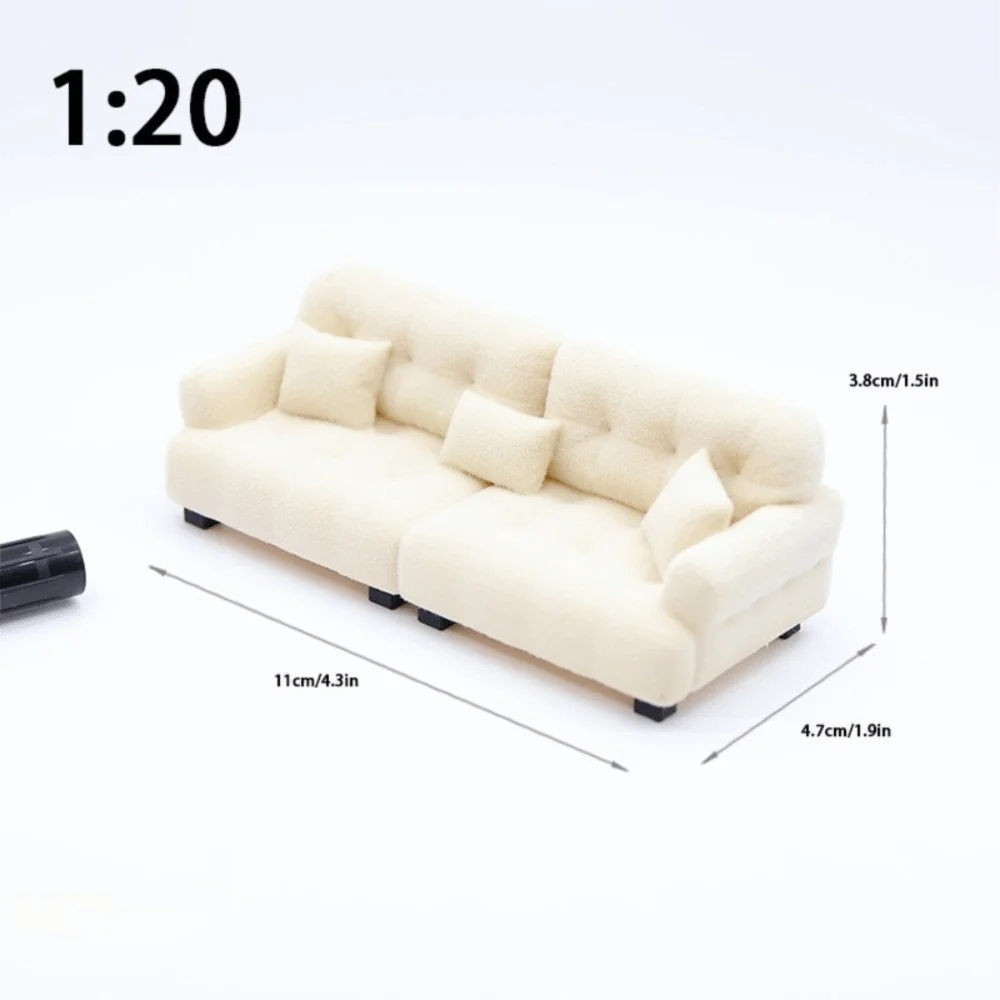 Miniature Flocking Sofa Model — Dollhouse Living Room Furniture Accessory