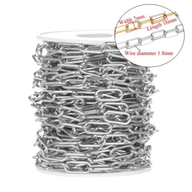 Stainless Steel Jewelry Chain — 1M Gold or Steel Link Chain for DIY Crafts