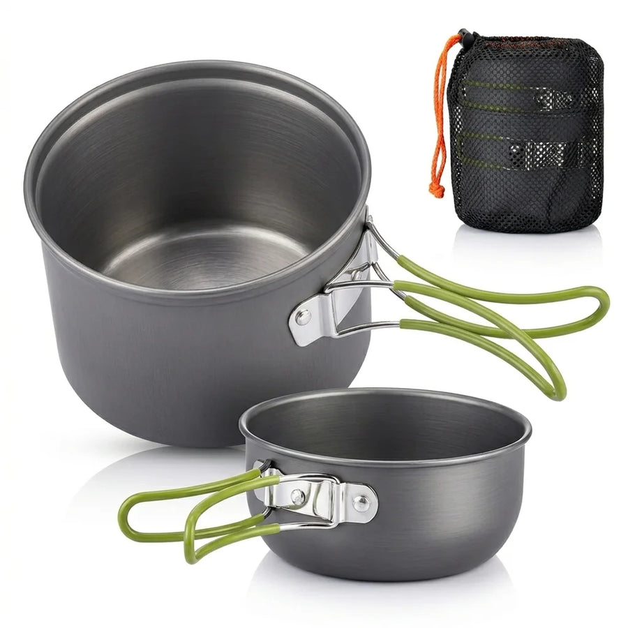 ZCTYHPGACN Portable Camping Cookware Set — Lightweight Non-Stick Pots for Hiking