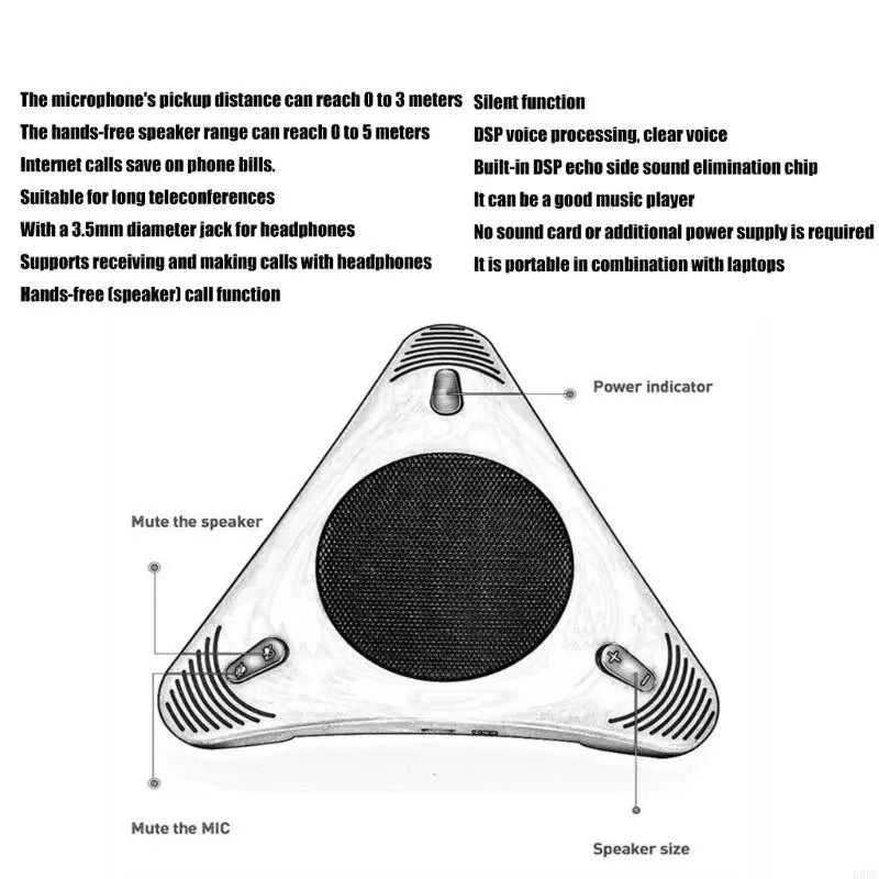 USB Desktop Conference Microphone — Omnidirectional Speaker & Noise Reduction