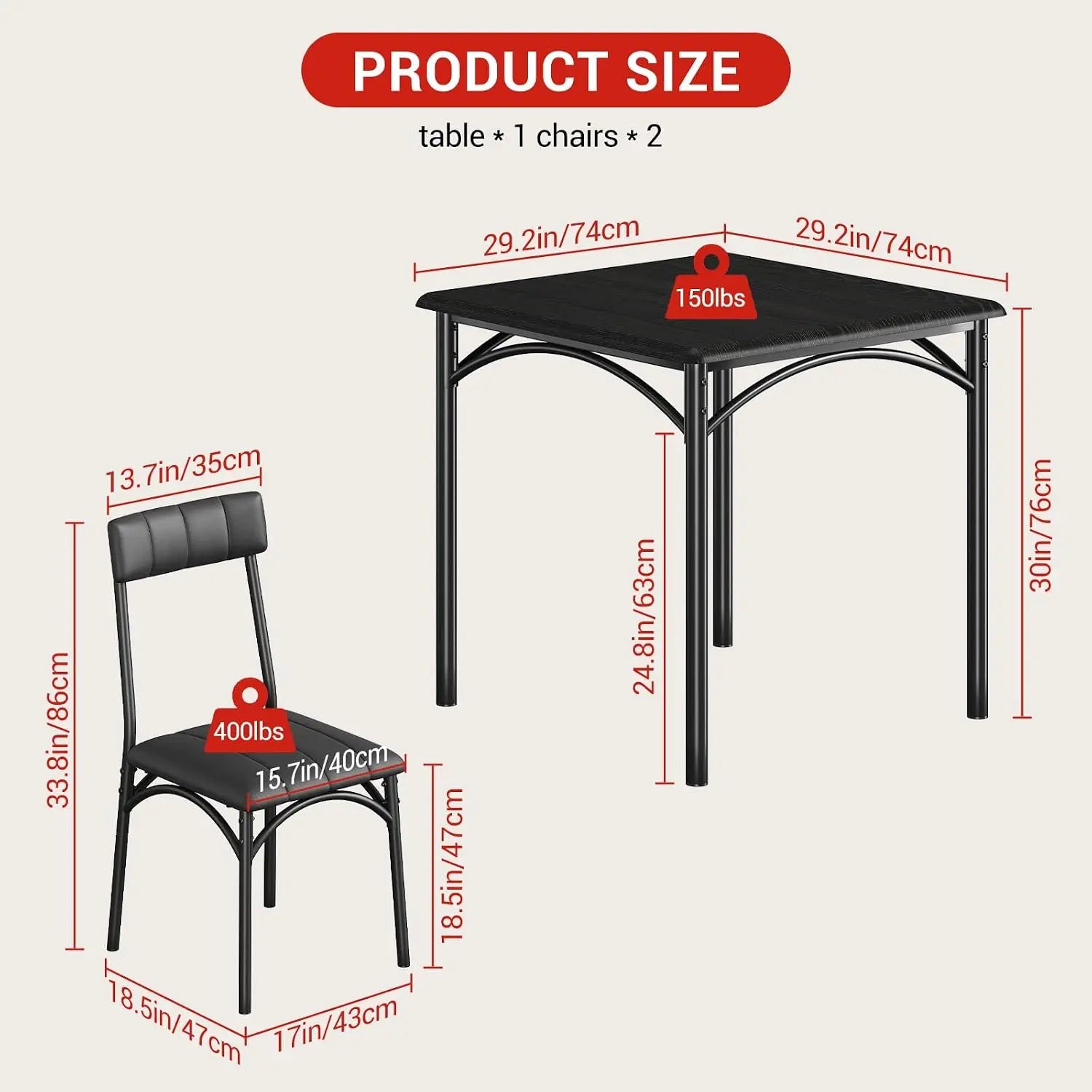 Garvee Square Dining Table Set — Modern Compact Furniture for Small Spaces
