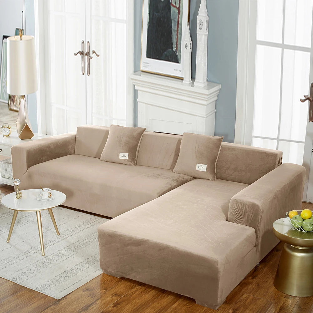 airldianer Velvet Sofa Cover — Luxury Elastic Slipcover for L-Shaped & Sectional Sofas
