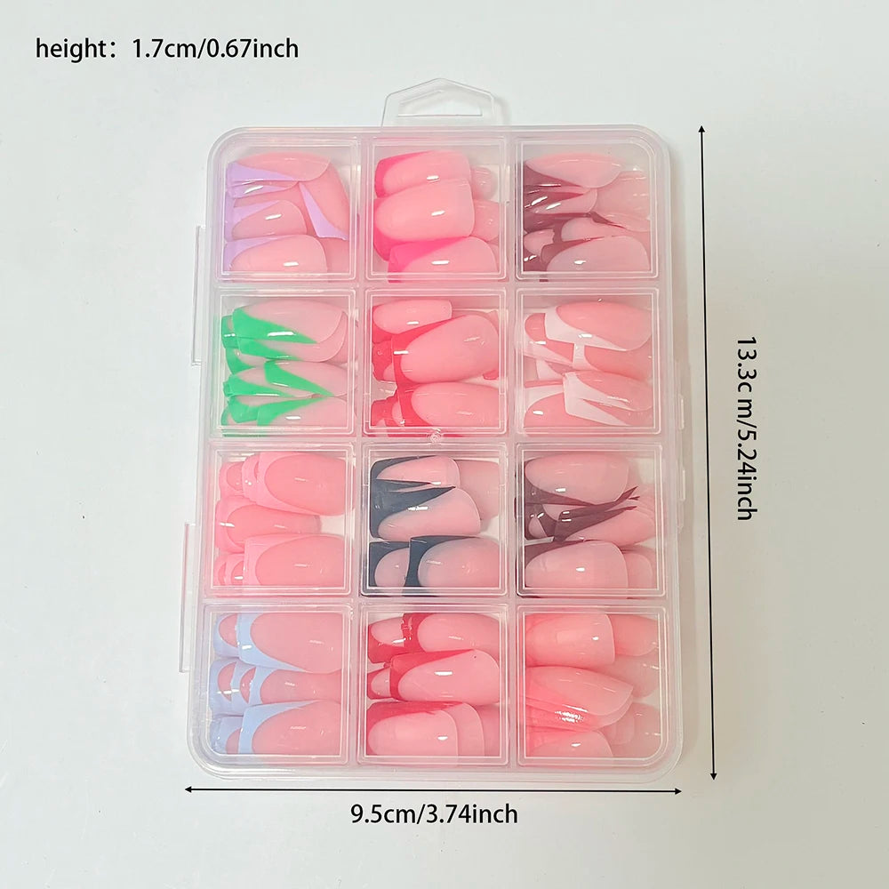 MAFANAILS French Press On Nails — 288Pcs Colorful Square Acrylic Nail Tips