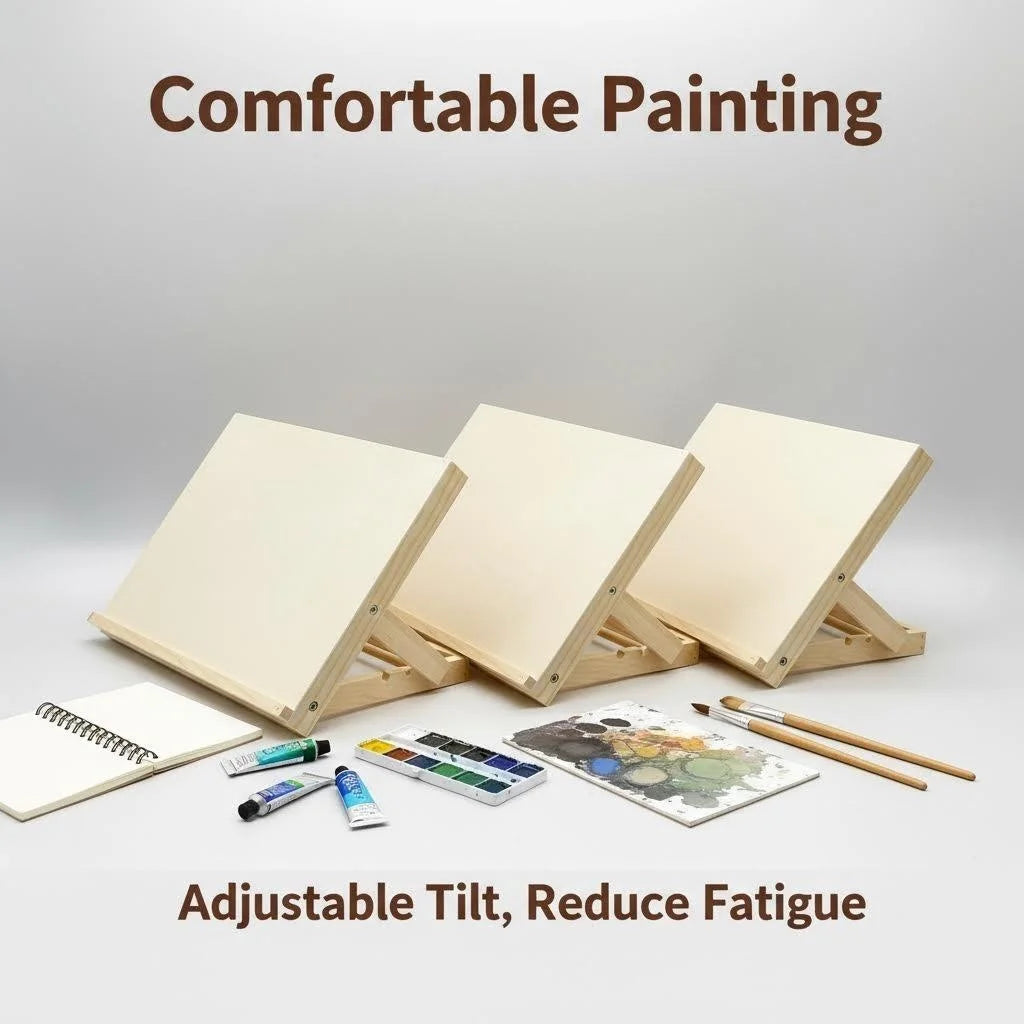 Portable Wooden Tabletop Easel — Adjustable Stand for Painting and Sketching