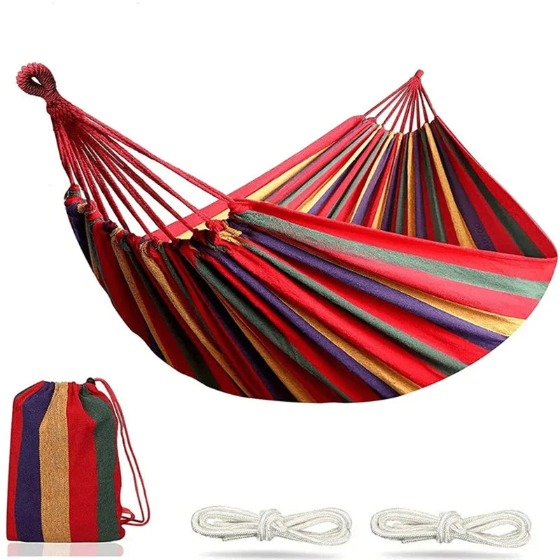 Durable Canvas Single Travel Hammock — Portable Hanging Bed with Storage Bag