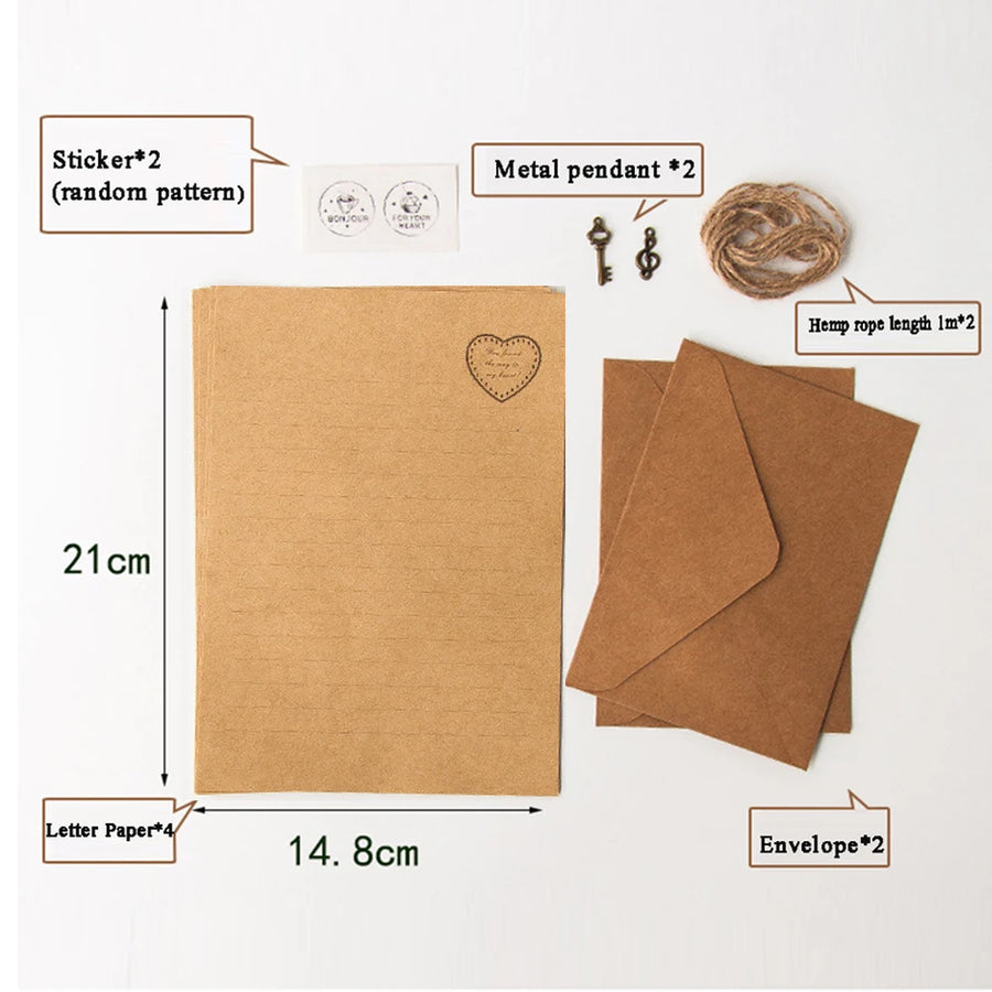 Kraft Paper Stationery Set — European Style Invitation Envelopes & Letter Pads