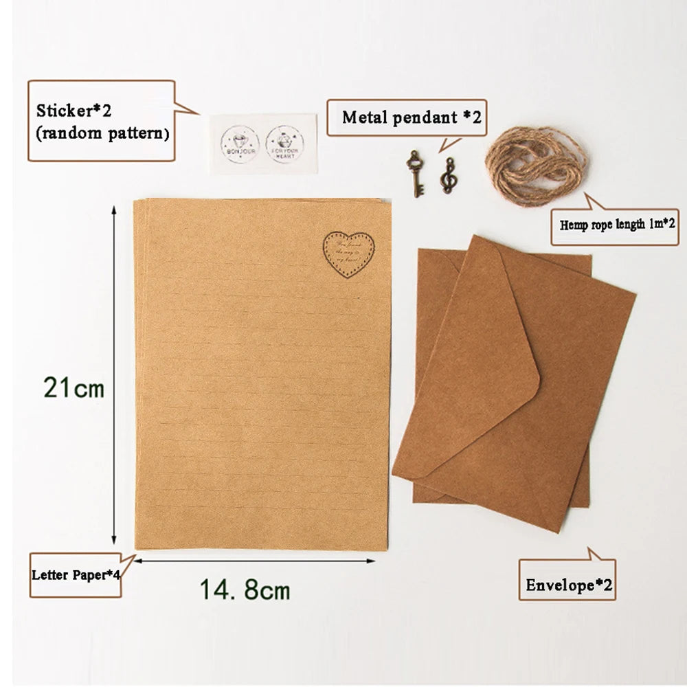 Kraft Paper Stationery Set — European Style Invitation Envelopes & Letter Pads
