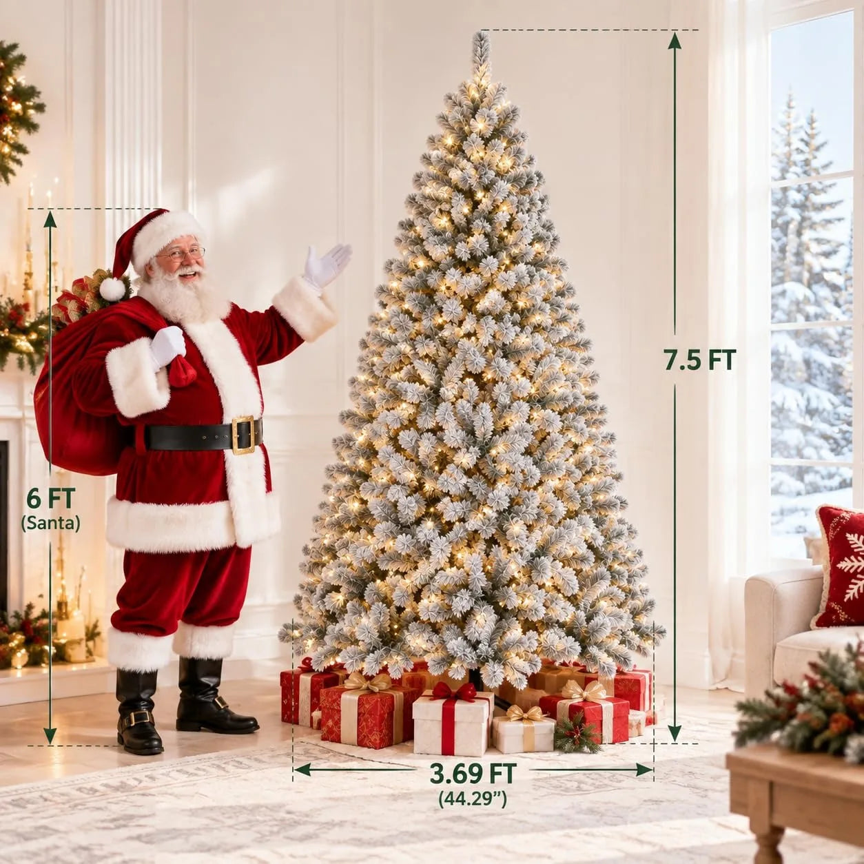 ANIXOL Artificial Christmas Tree — Pre-Lit with Snowflake Decor