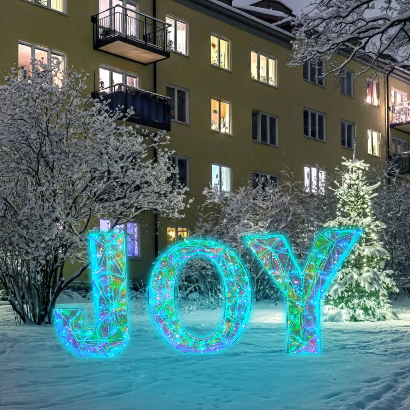 JOY LED Lettered Holiday Decorations — 3-Piece Outdoor Christmas Set