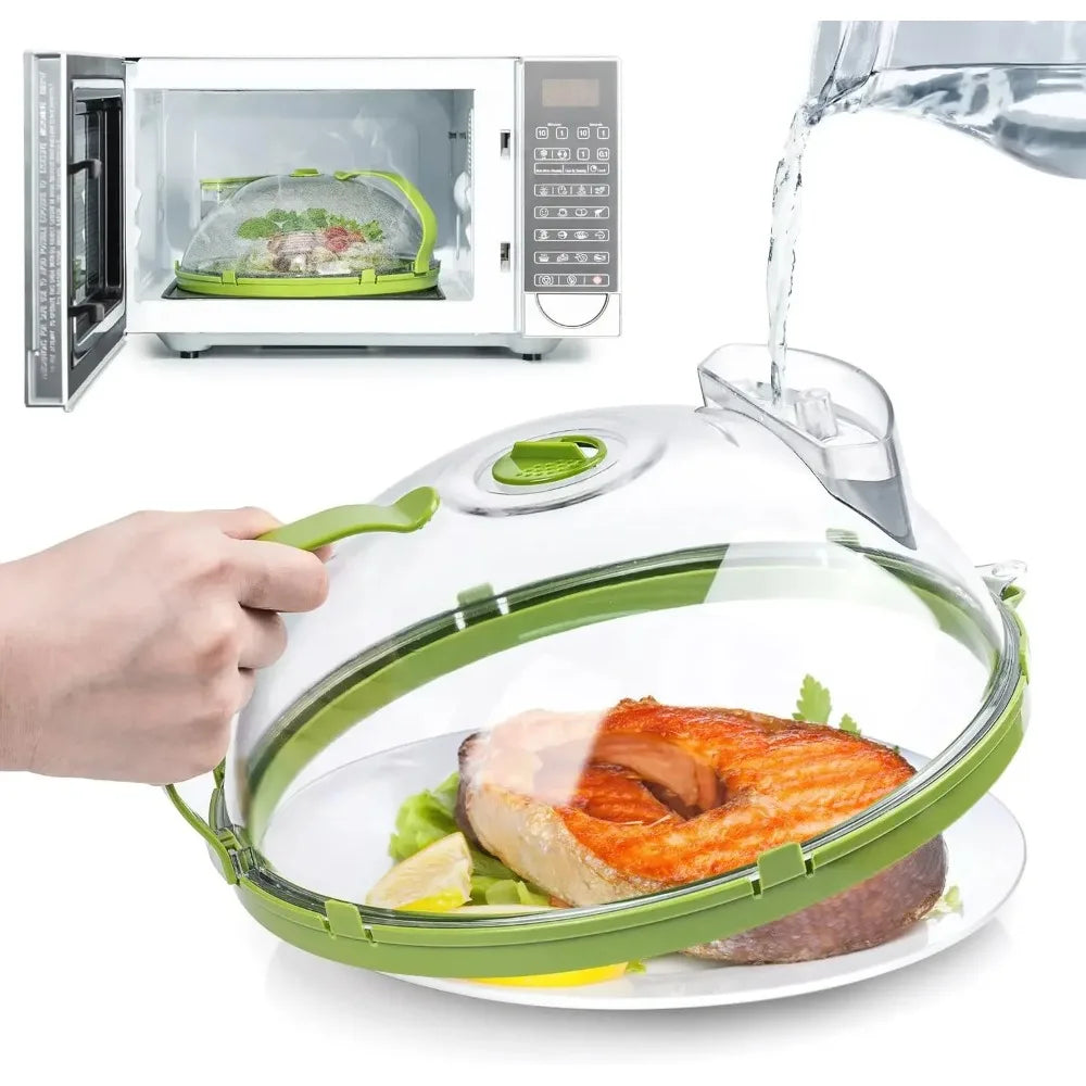 Microwave Splatter Cover — Moisture-Retaining Food Lid with Steamer
