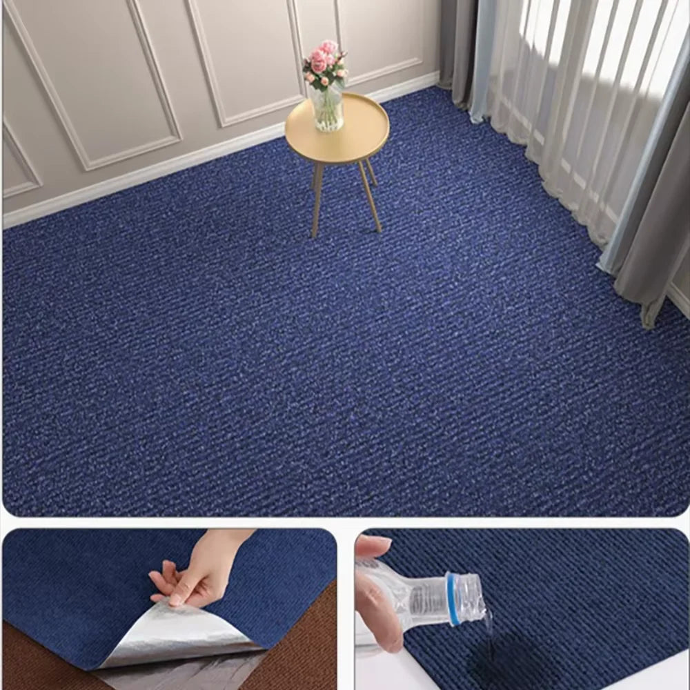 Self-Adhesive Solid Color Area Rug — Water Absorbent Floor Mat for Home