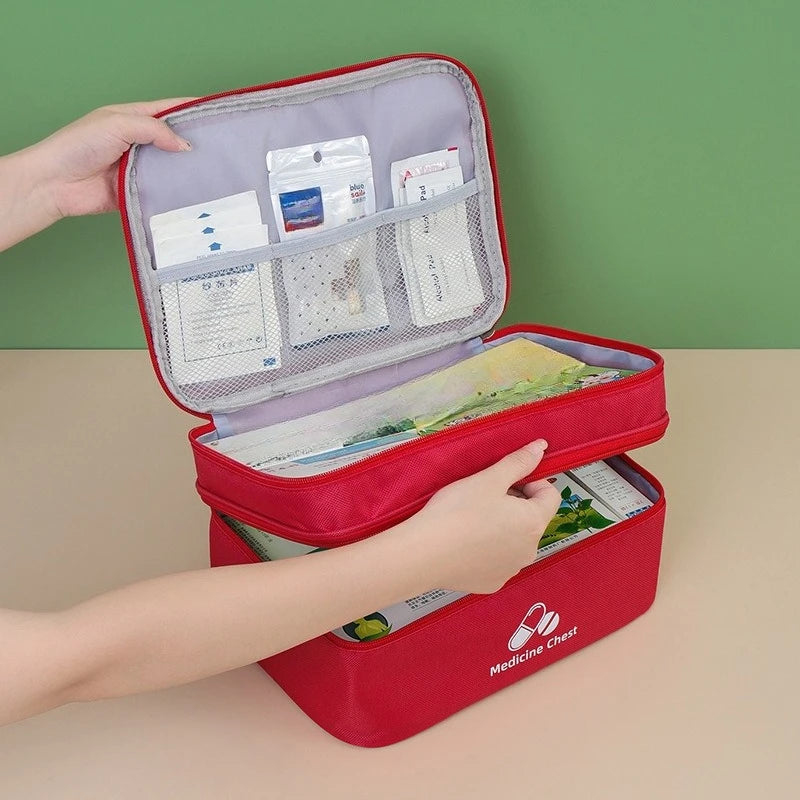 Portable Medicine Storage Bag — Multi-Layer Emergency First Aid Organizer
