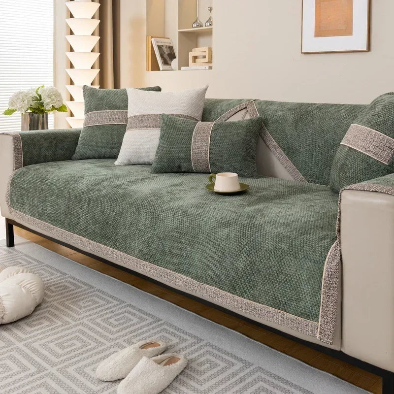 Luxury Chenille Sofa Pad — Non-Slip Protective Couch Cover