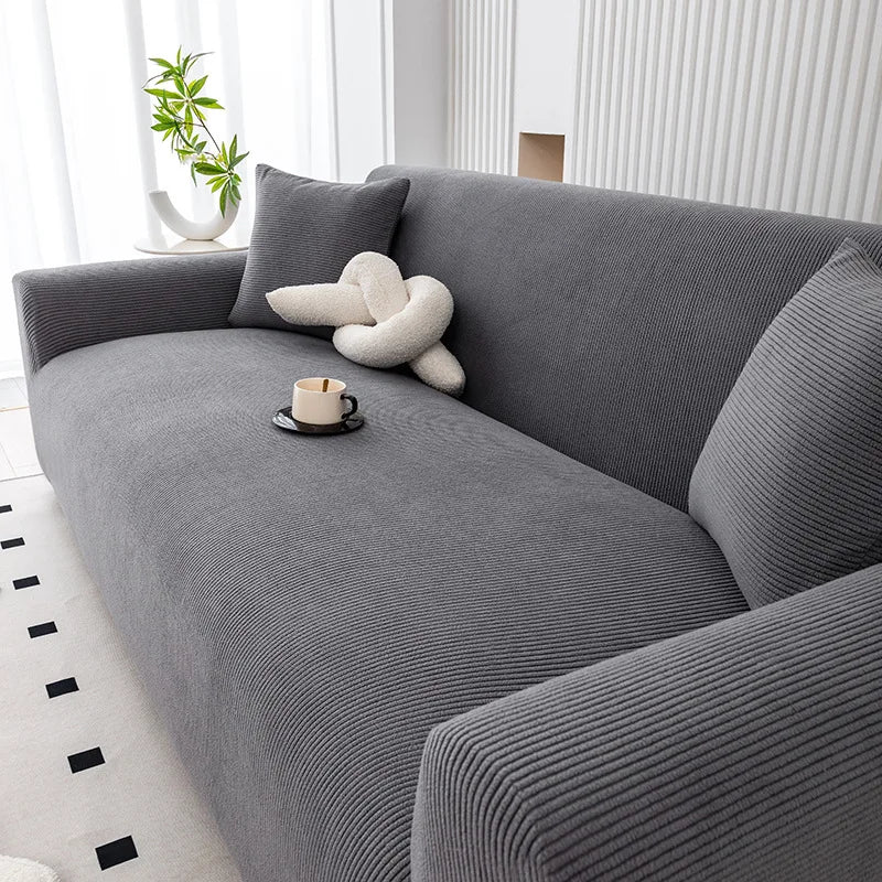 Soft Corduroy Sofa Cover — Non-Slip Elastic Full Wrap Slipcover