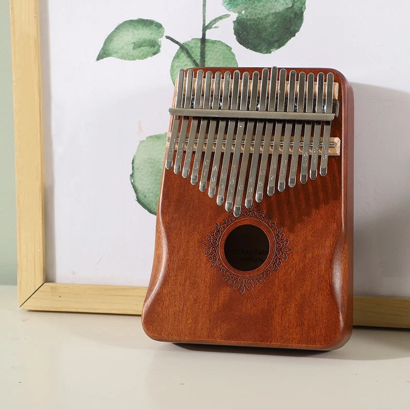 17 Key Kalimba Thumb Piano — Mahogany Wood Musical Instrument with Learning Book