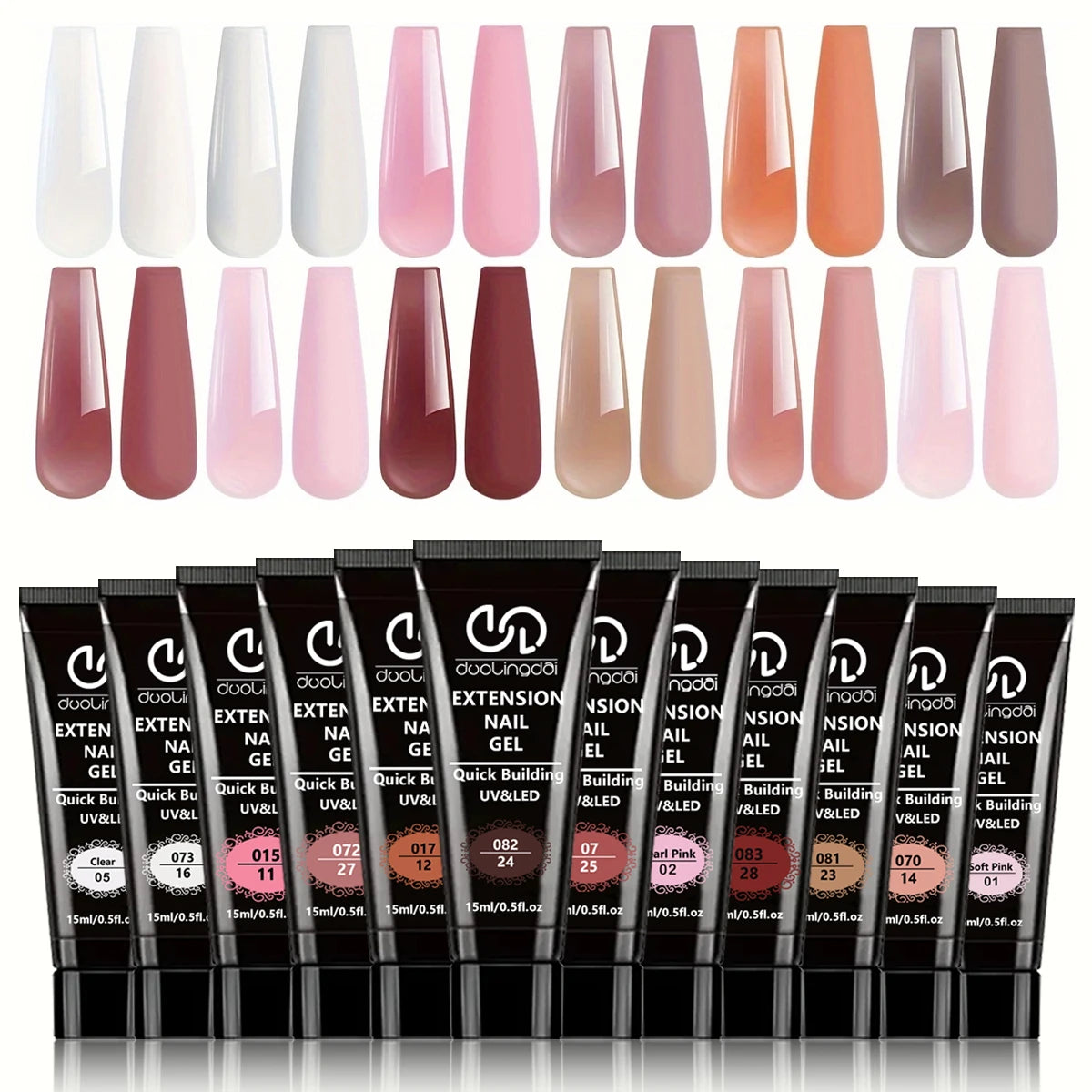 DUOLINGDAI Poly Extension Gel Nail Kit — 12 Shade DIY Starter Set
