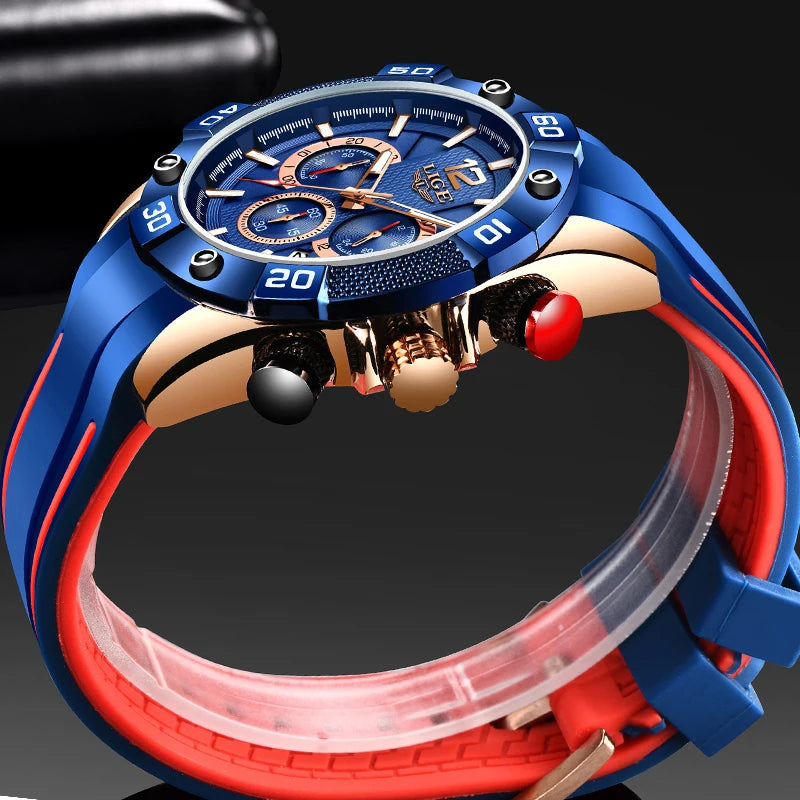 LIGE Luxury Men's Chronograph Watch — Waterproof Quartz Sport Timepiece