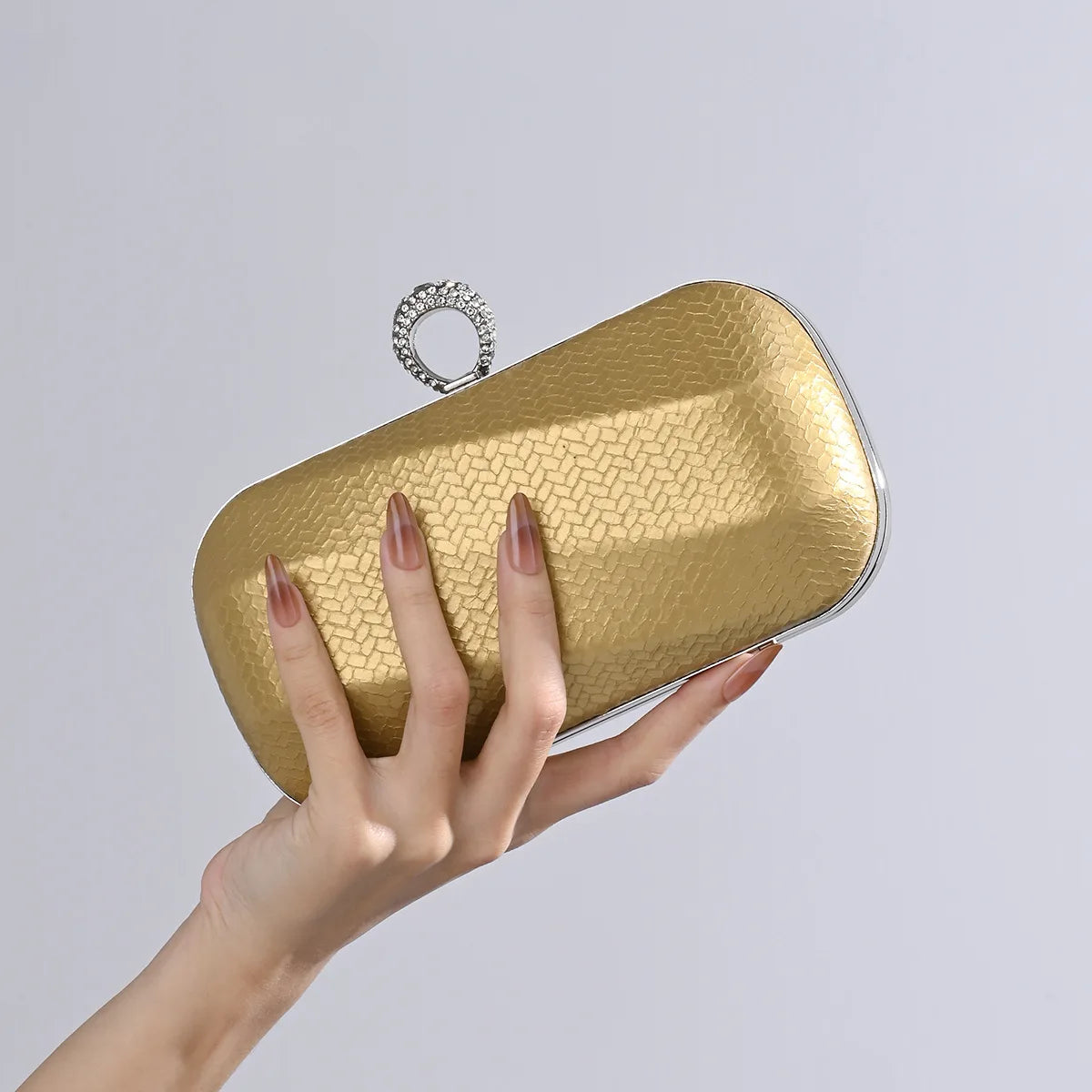 Women's Elegant Square Clutch Bag — Evening Handbag with Long Chain