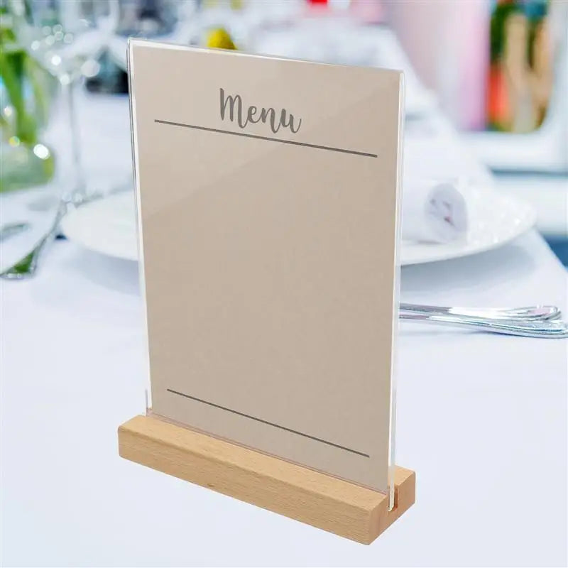 Acrylic Sign Holder — Clear Vertical Display Stand for Menus and Photos