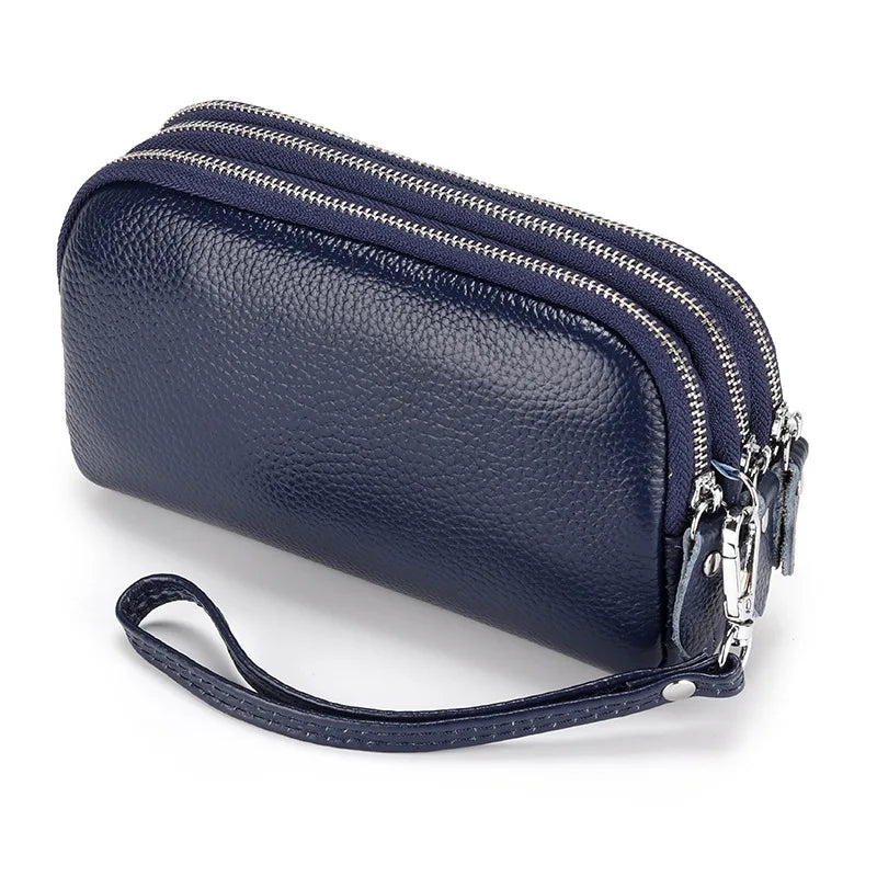 macroupta Genuine Leather Long Wallet — Large Capacity Wristlet Clutch