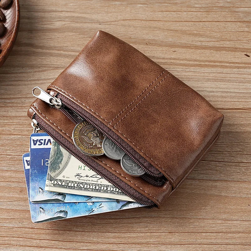 eTya Leather Coin Purse — Compact Zipper Wallet for Men and Women