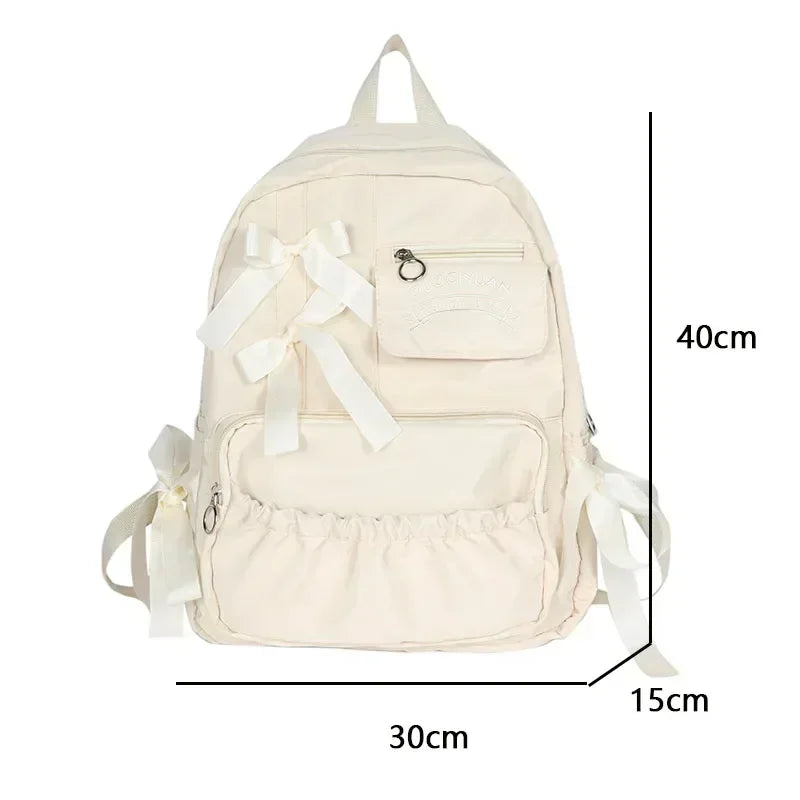 dawndesslo Aesthetic Canvas Backpack — Preppy Style School Bag for Women