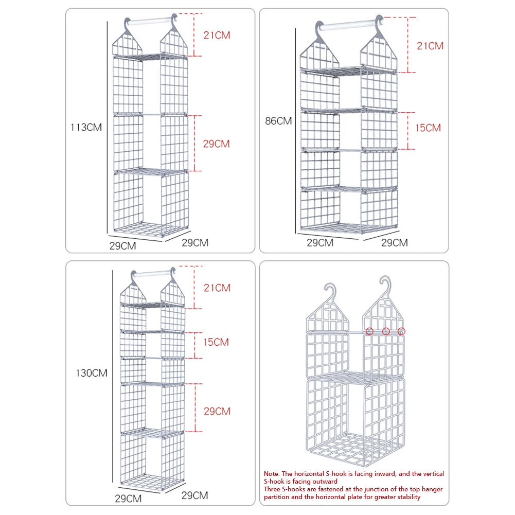 Aihogard Foldable Hanging Closet Organiser — Multi-Tier Wardrobe Storage Basket