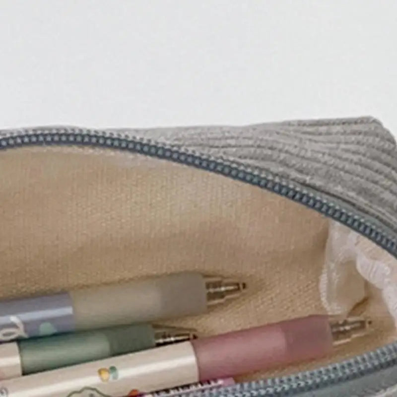 Large Capacity Corduroy Pencil Case — Multifunctional Stationery Organizer
