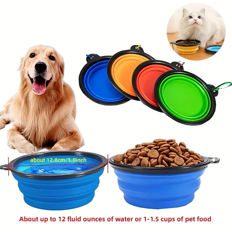 Collapsible Pet Food Bowl — Portable Silicone Travel Dish for Dogs and Cats