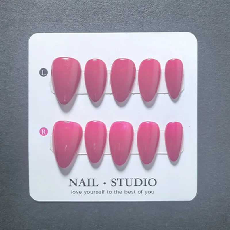 Lunamarine Almond Press On Nails — Bright Summer Color Handmade Set