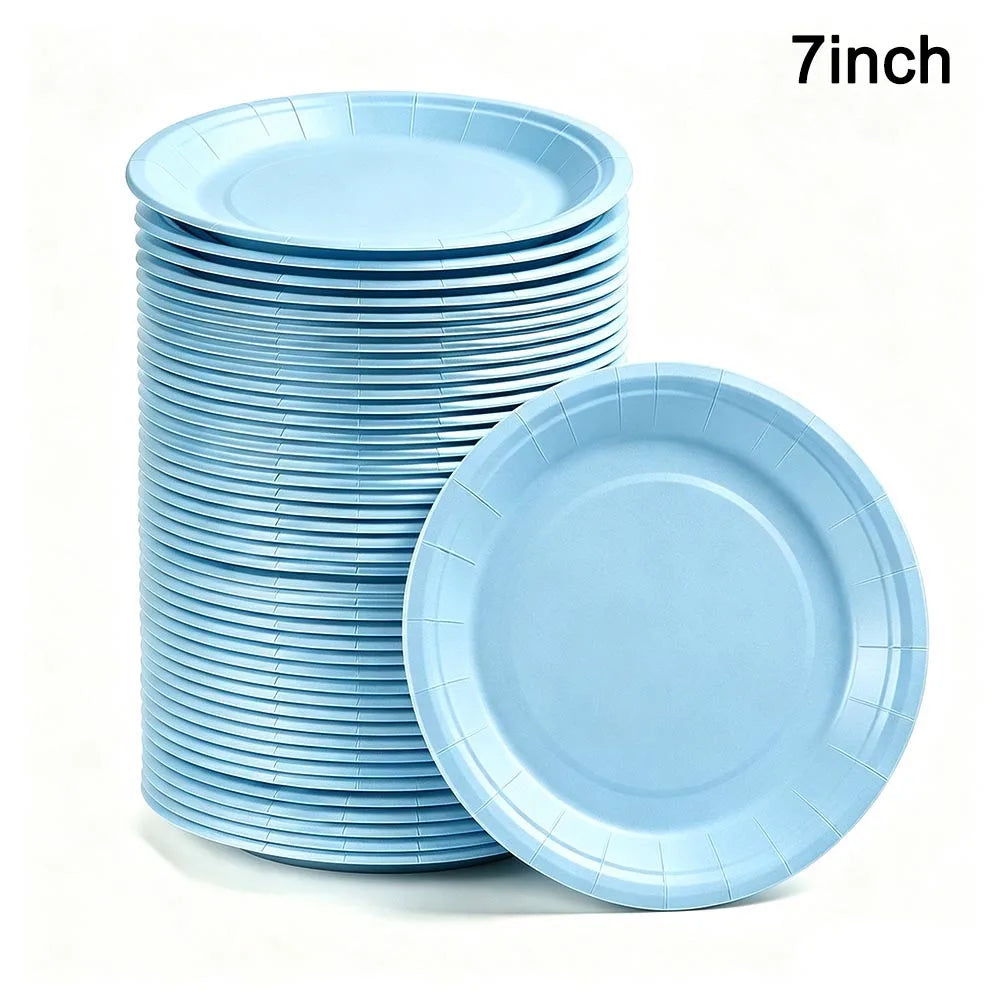 Solid Color Paper Plates — Disposable 7-Inch Party Tableware