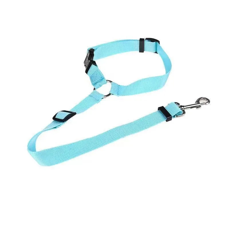 Two-in-One Pet Car Seat Belt — Adjustable Nylon Leash & Safety Tether
