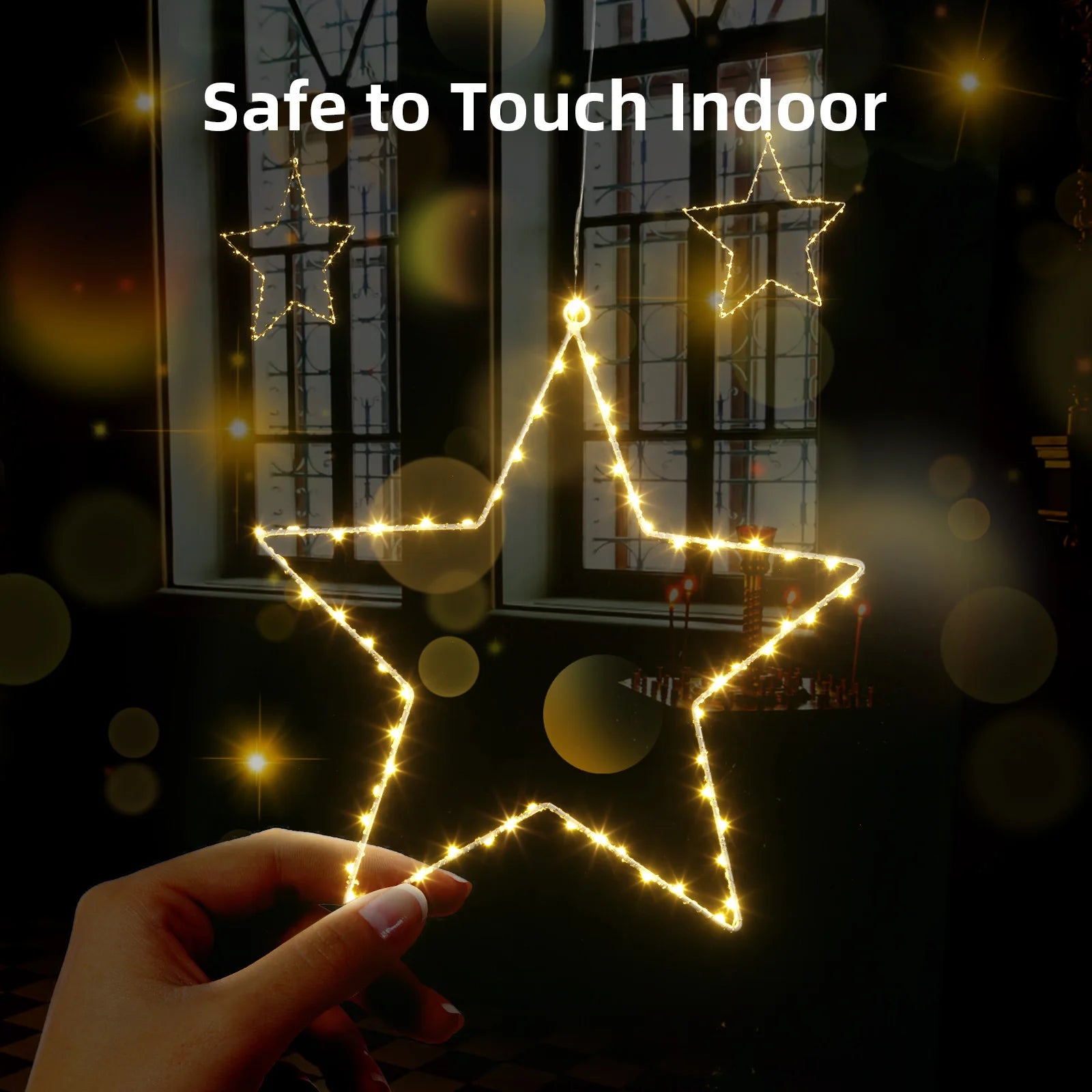 Star Shaped LED Holiday Lights — Warm White Fairy Lights with Remote
