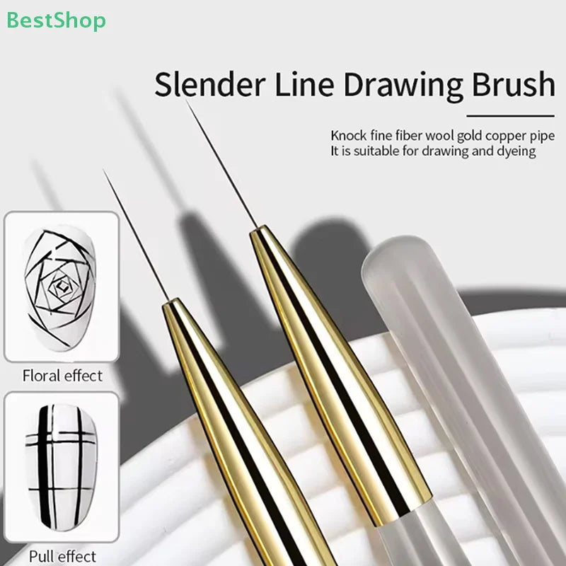 Slim Nail Art Brush Set — Fine Detail Liner for Acrylic & Flower Painting