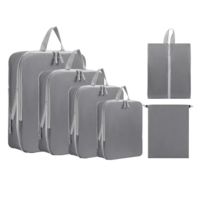 Luggage Organizer Set — Compressible Travel Packing Cubes with Handbag