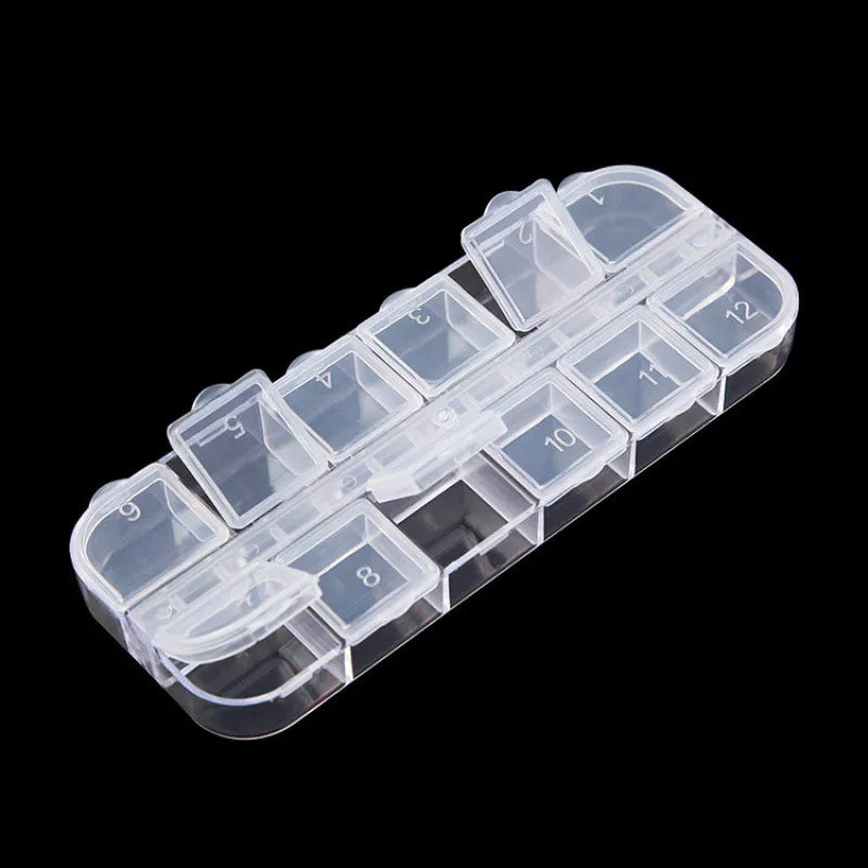 NAILFYOU Nail Art Accessories Storage Box — 12 Grid Transparent Organizer