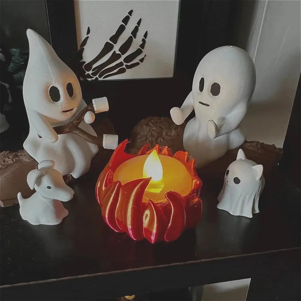 Halloween Ghost Campfire Decor — Spooky Outdoor Party Ornament Set