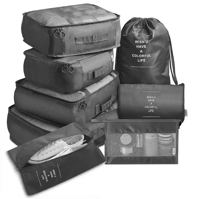 7-Piece Luggage Organizer Set — Travel Packing Cubes and Shoe Storage Bags