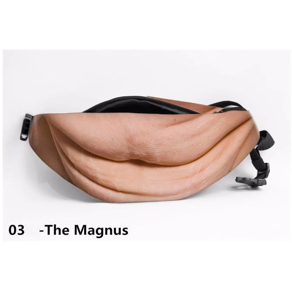 Funny Realistic Belly Waist Bag — Novelty Hip Pack for Parties and Travel