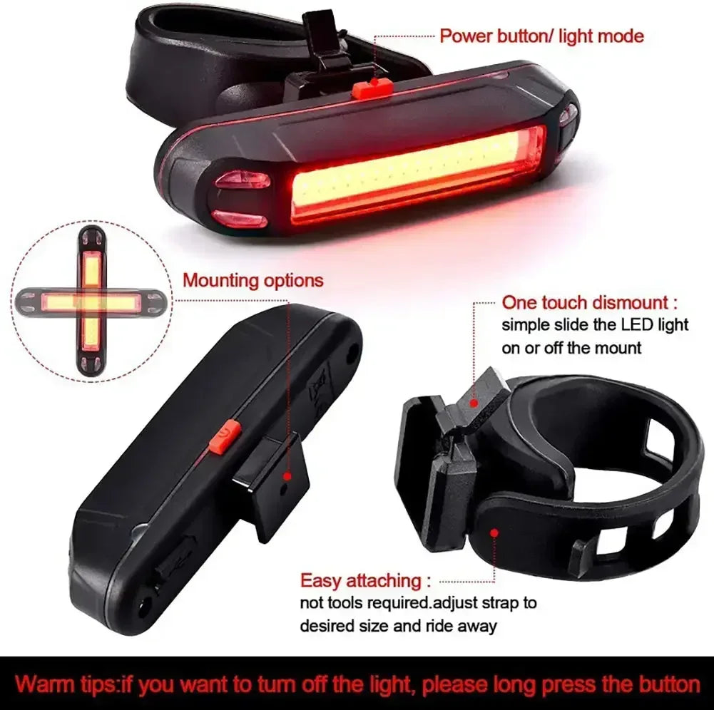 Ultra Bright USB Rechargeable Bike Tail Light — Waterproof LED Safety Lamp