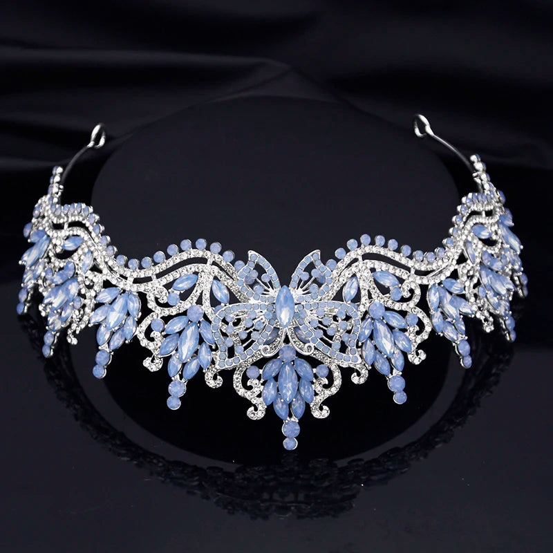 Cenmon Butterfly Tiara Jewelry Set — Elegant Crown, Necklace & Earrings