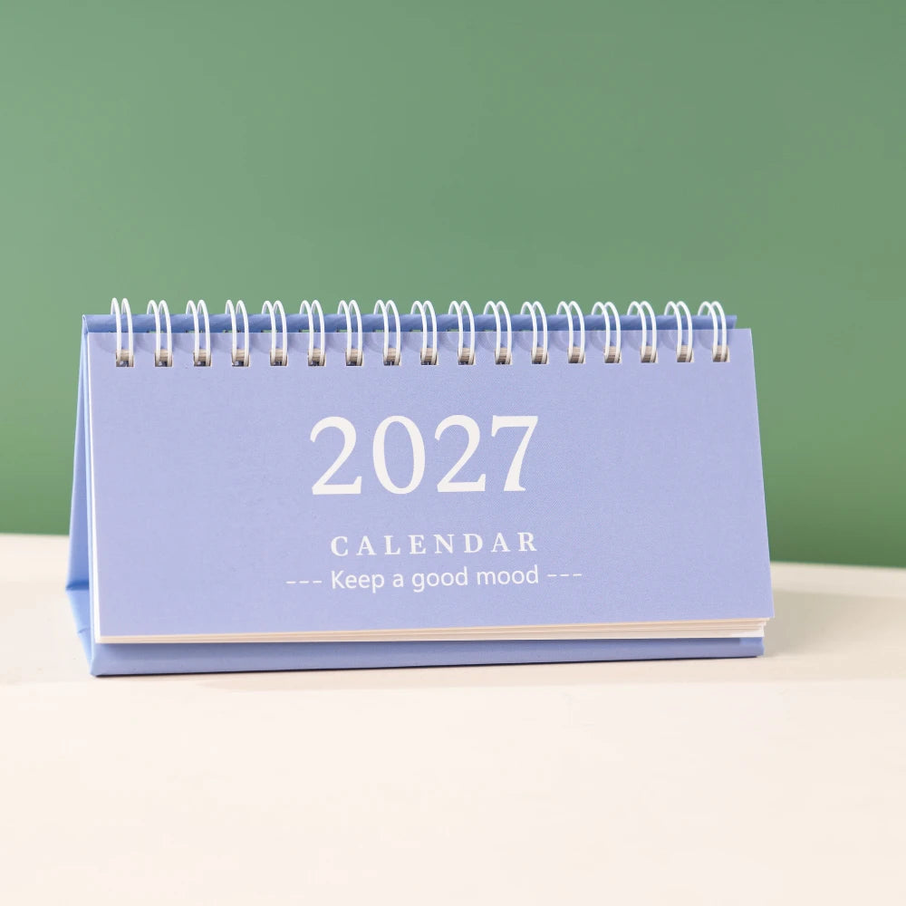 Mini Desktop Calendar — 18-Month Planner and Notepad, Compact Standing Design