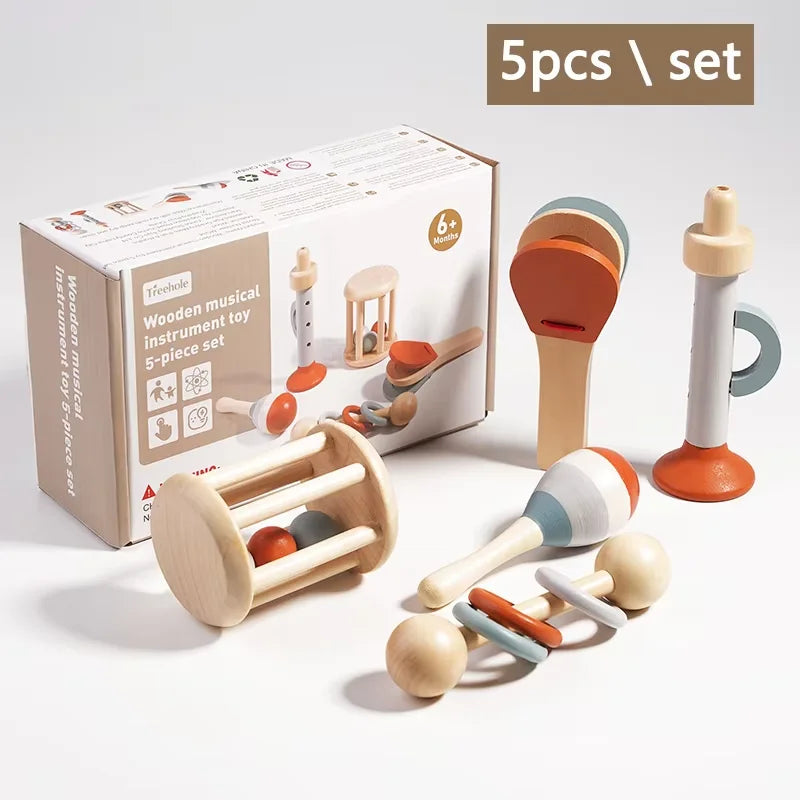 Brozebra Wooden Handheld Bell — Montessori Musical Percussion Toy
