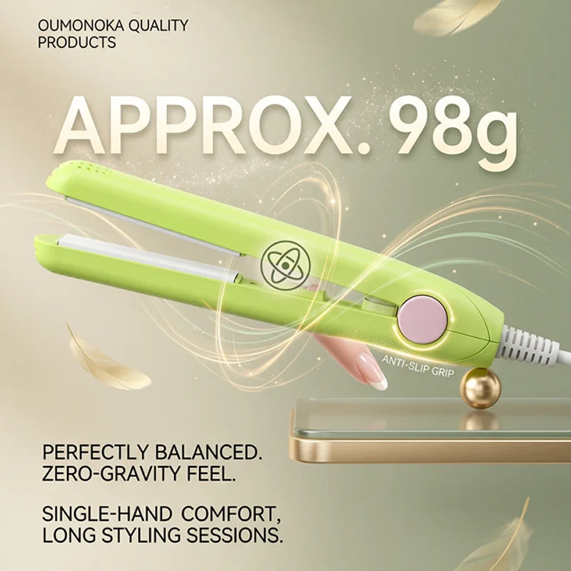 oumonoka Mini Ceramic Hair Straightener — Portable Styling Tool for Travel